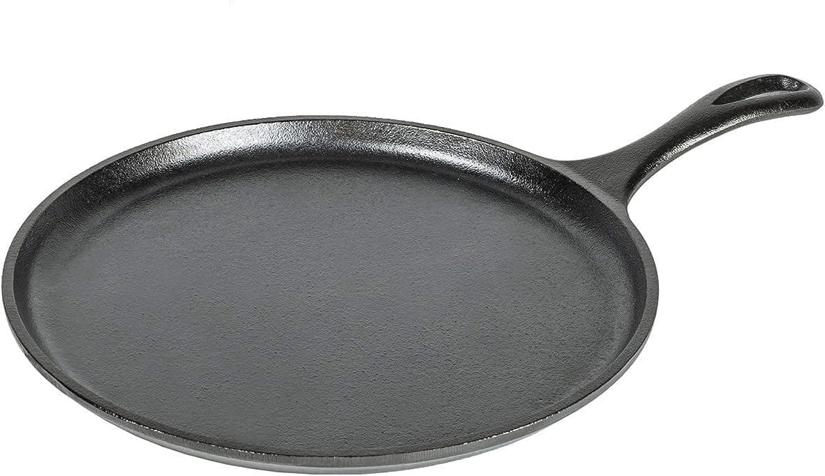 Lodge 10.5-INCH Pre-seasoned Cast Iron Round Flat Griddle Skillet for Stovetop, Induction, Oven, and Campfire Cooking