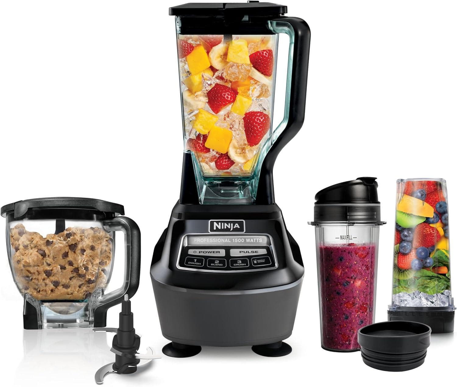 Ninja BL770 Mega Kitchen System – 72 Oz Total Crushing Pitcher, 8-CUP Food Processor Bowl & Two 16 Oz To-go Cups with Lids