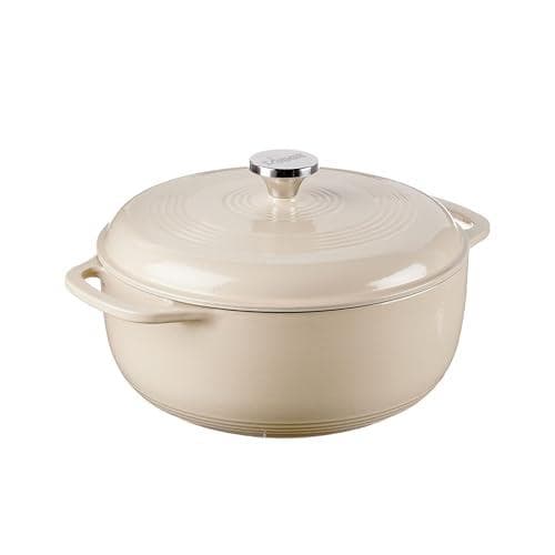 Lodge 6-QUART Enameled Cast Iron Dutch Oven with Dual Handles, Tight-fitting Lid, and Oven-safe Up to 500°F