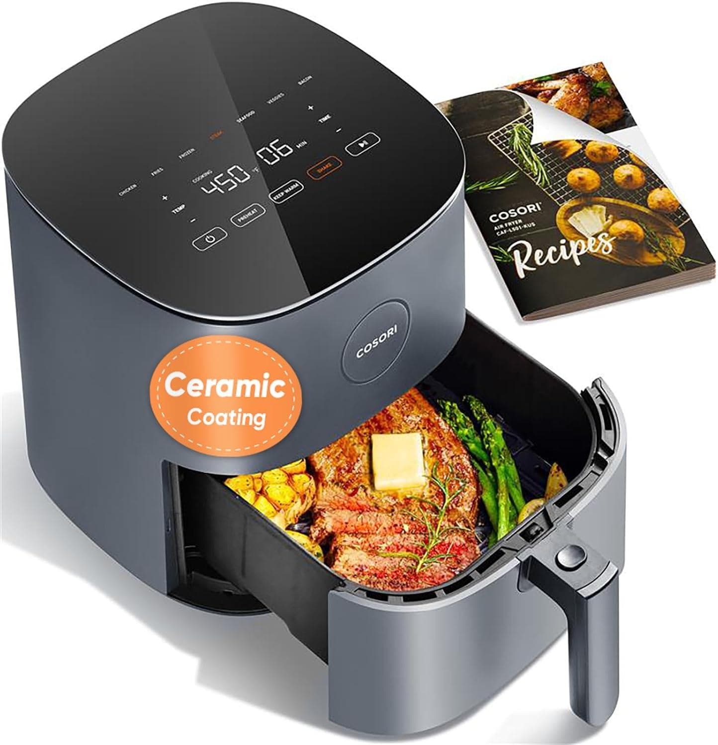 Cosori Air Fryer Pro Le 5-QUART (9-IN-1 Compact Appliance) – 450°F Tempered Glass Touch Panel with Dishwasher Safe Nonstick Basket