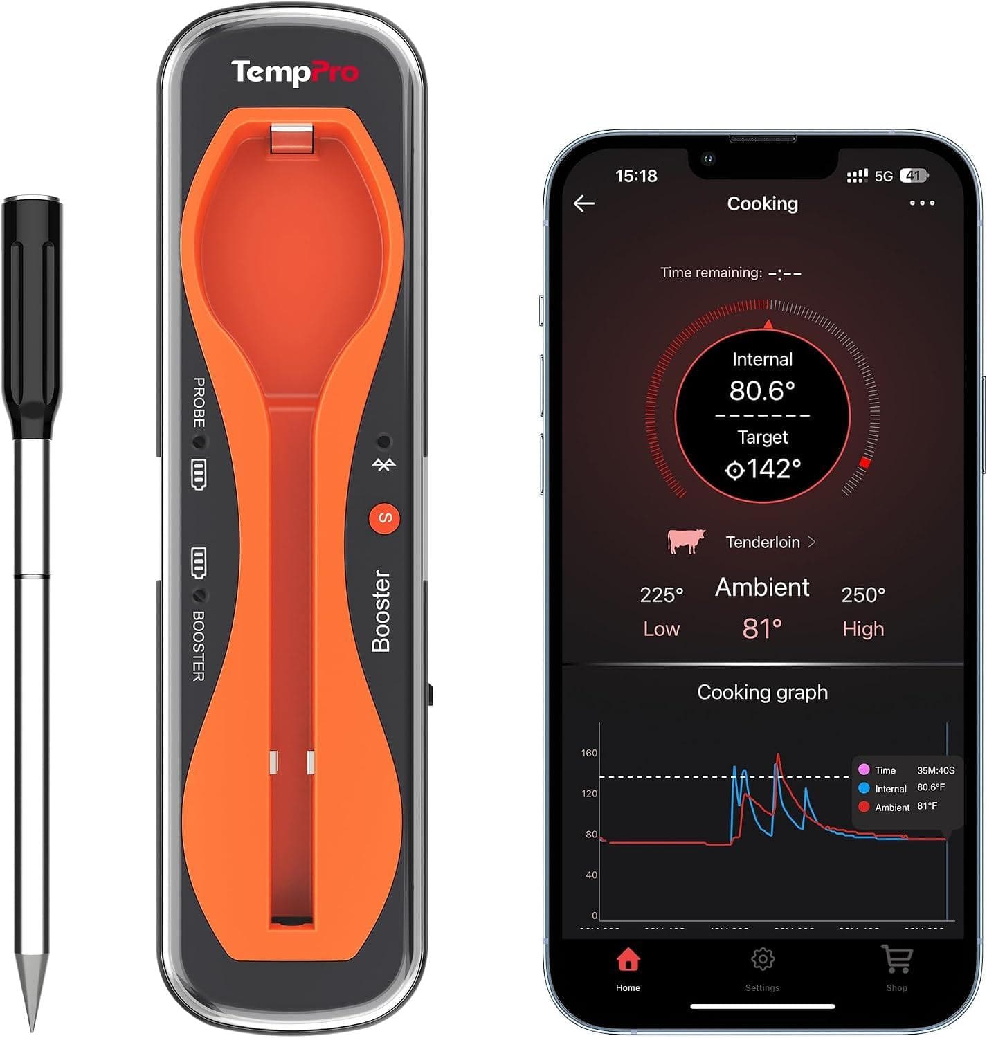Thermopro Tempspike 500FT Truly Wireless Meat Thermometer for Grill and Smoker