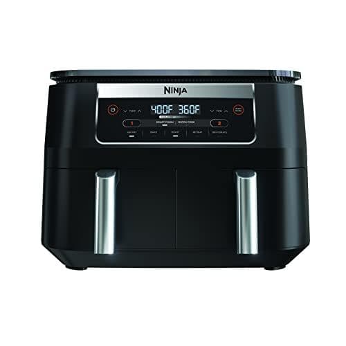 Ninja DZ090 Foodi 6-QUART 5-IN-1 Dualzone 2-BASKET Air Fryer with Smart Finish, Match Cook, Roast, Bake, and Dehydrate