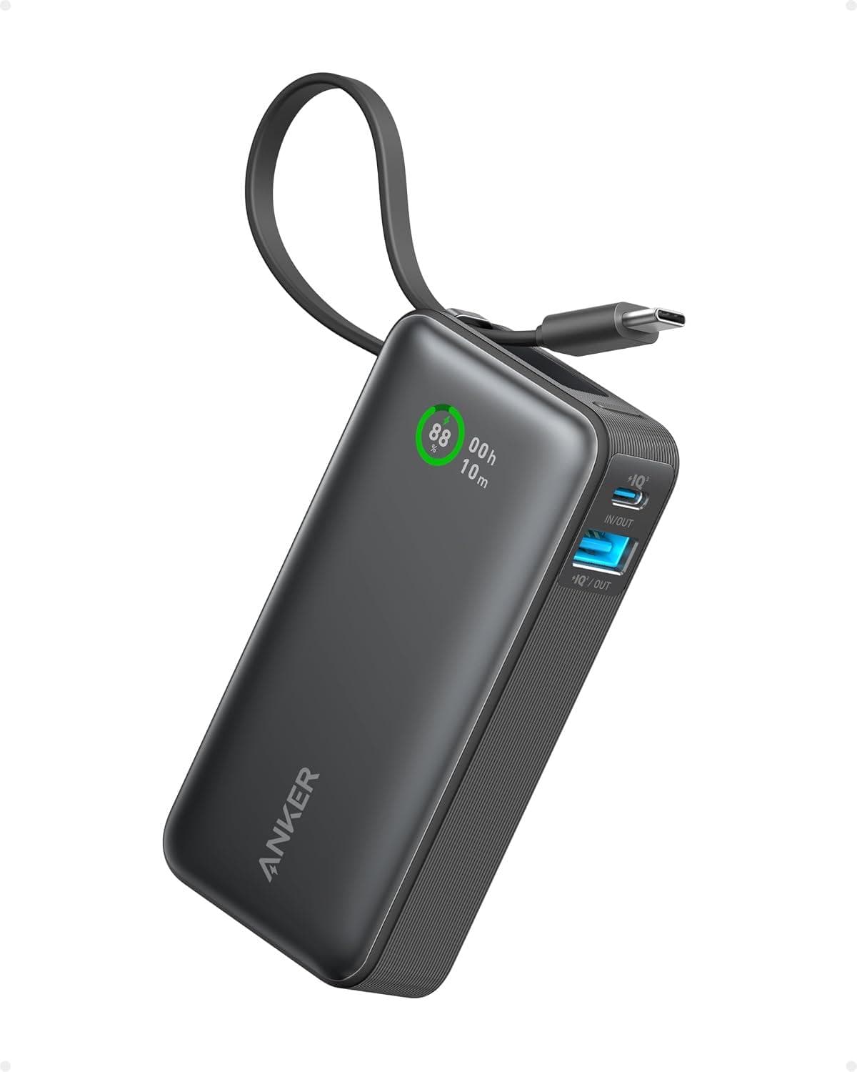 Anker Nano Power Bank 10,000MAH (30W Fast Charge) – Integrated Durable Usb-c Cable with Smart Digital Battery Display