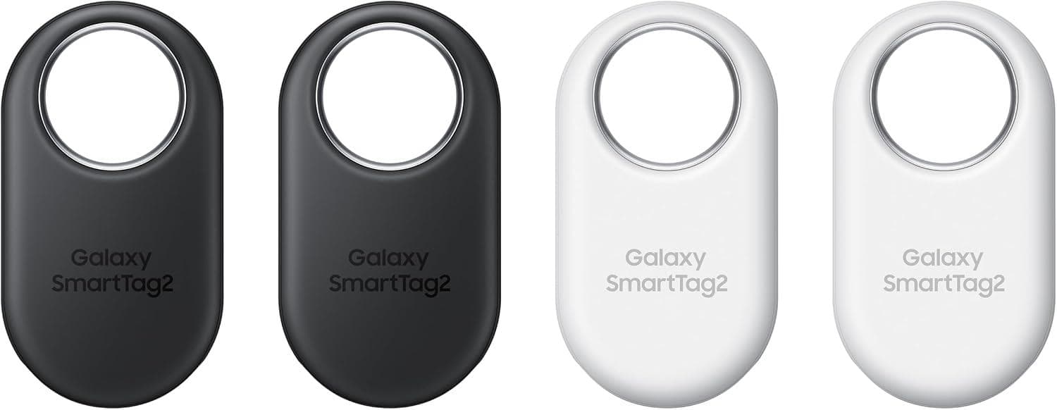 Samsung Galaxy SMARTTAG2 Bluetooth Tracker (4-PACK: 2 Black, 2 White) – Compass View with Ar Finding & Ring to Find