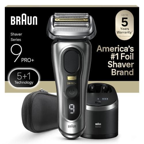Braun Series 9 Pro+ Electric Razor for Men – Sonic Technology with Precision Protrimmer & 6-IN-1 Smartcare Recharge Station
