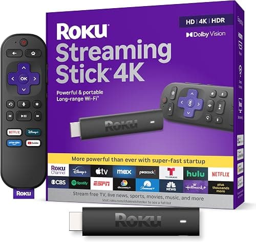 Roku Streaming Stick 4K Portable Streaming Device with Dolby Vision & Voice Remote
