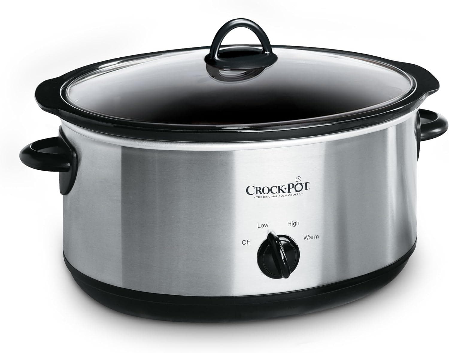 Crock-pot 7-QUART Manual Slow Cooker – Removable Dishwasher-safe Stoneware Insert with Stainless Steel Finish