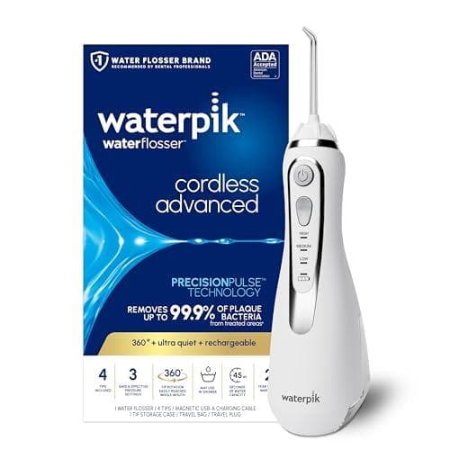 Waterpik Cordless Advanced Water Flosser (WP-580) – 3 Pressure Settings with Rapid Magnetic Induction Charging & Travel Bag
