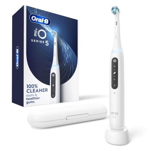 Oral-b Io Series 5 Rechargeable Electric Toothbrush with 5 Cleaning Modes, Smart Pressure Sensor, and Travel Case