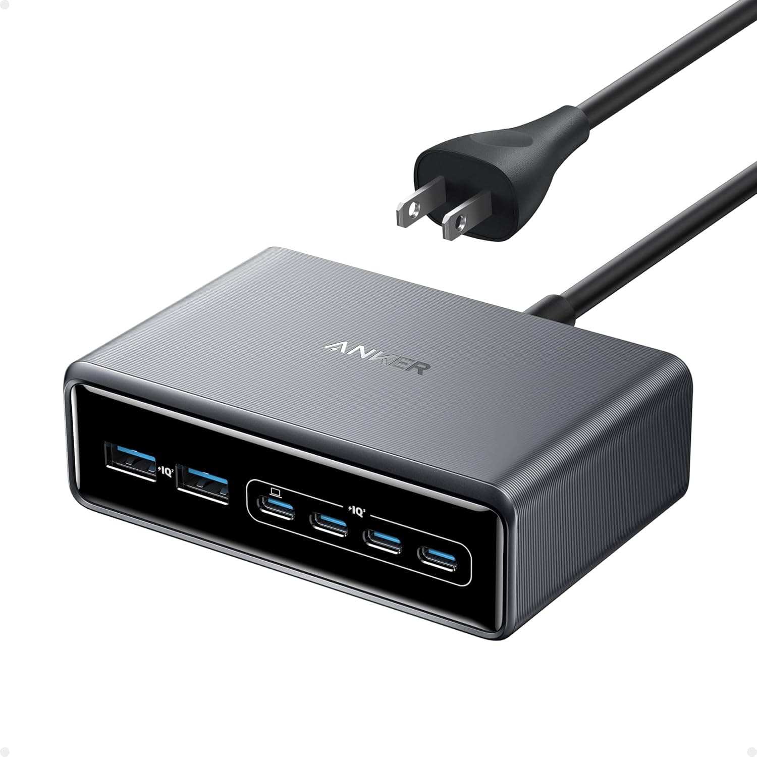 Anker Prime 200W 6-PORT Gan Desktop Charging Station with 4 Usb-c Ports, 2 Usb-a Ports, and Multiprotect Safety System