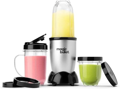 Magic Bullet Personal Blender 11-PIECE Set (250W High-torque Motor, Cross Blade, Cups & Resealable Lids, MBR-1101)